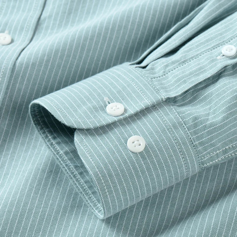 Striped Men Casual Shirts Pure Cotton Full Sleeve Button Collar Soft Male Business Shirt Autumn Spring