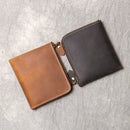 Men's Wallet Vintage Genuine Leather Short Wallets Coin Pocket Zipper Small Money Purses Mini Slim Purse Bags