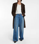Autumn Minimalist Style Floor-length Trousers for Women High-waisted Loose Wide-leg Denim Women Jeans