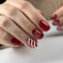 Nail Art Winter Xmas Milky White Nails Detachable Finished False Nails Press on Nails
