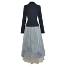 Spring Skirts Suit Women Notched collar Long sleeve Black Belt Blazer Mesh Skirt