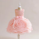 Girls Big Flower Party Dress for Kids Pink Tulle Birthday Wedding Girl Dresses