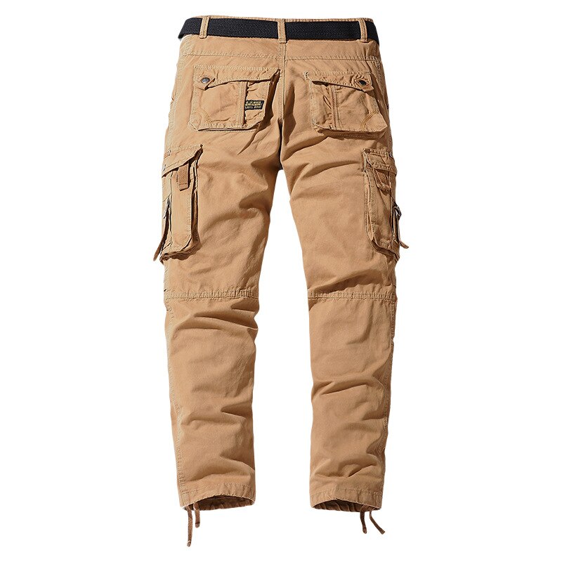 Cotton Cargo Pants Men Casual Straight Solid Trousers Military Tactical Sports Pants Jogging
