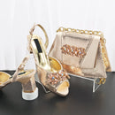 Shoes And Bag Sets For Evening Party With Stones gold Italian Handbags Match Bags