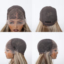 Brown Highlight Wigs Front Wig For Women Long Layer Hair Heat Resistant Natural Hairline