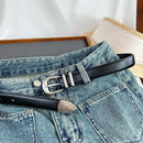 Ladies Leather Belt Simple Silver Buckle Decorative Belt For Women