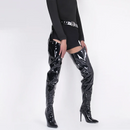Leather Boots Women Belt Buckle Over-the-Knee Heels Long Boots Thigh High