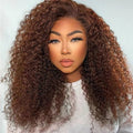 Brown Human Hair Wigs Lace Front Wig Jerry Curly Wig for Women 13x4 Lace Frontal