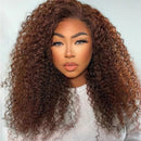 Brown Human Hair Wigs Lace Front Wig Jerry Curly Wig for Women 13x4 Lace Frontal