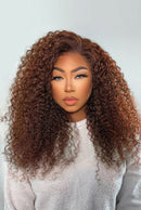Brown Human Hair Wigs Lace Front Wig Jerry Curly Wig for Women 13x4 Lace Frontal