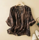 Summer Blouse Shirt Short Sleeve V-Neck Button Elegant Office Ladies Women Casual Loose Tops Elegant
