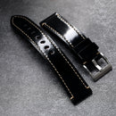 Leather Bracelet Black Soft Thickened Genuine Leather Watchband Men Soft Premium Straps