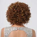 Kinky Curly Wigs Short Bob Golden Brown Afro Wig with Bangs Deep Wave Hair for Black Women
