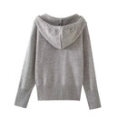 Autumn/Winter Women's Knit Hoodie Pullover Drawstring Decoration Padded Leisure Hooded Sweater