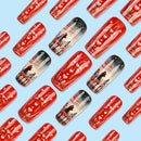 24pcs Romantic Valentine Day Press on Nails Pink Love Couple False Nails Wearable Nails for Women