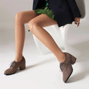 Women Pumps Round Toe Block Heels Flock Suede Office Lady Casual Female Shoes