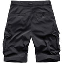 Cargo Shorts Men Functional Multi Pockets Shorts Streetwear Knee Length Pants Black