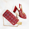 Luxury Rhinestone Peep Toe Women High Heel Shoe and Bag Set for Women Perfect for Parties