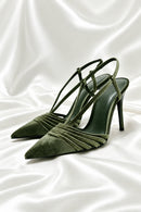 Heeled Sandals Women Narrow Band Hollow Slingback Shoes Elegant