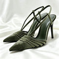 Heeled Sandals Women Narrow Band Hollow Slingback Shoes Elegant
