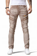 Beige jeans worn by a person on a white background, Obroi