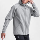 Spring Autumn Solid Long Sleeve Sweatshirts Man High Street Casual Zipper Pockets Hooded Cardigan