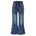 Flared Denim Jeans Pants for Girls Bell Bottom Pants Elastic Waist Bootcut