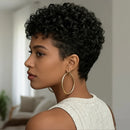 Short Pixie Cut Human Hair Wig 6 Inches Pixie Cut Wig Human Hair Kinky Curly Wig for Women