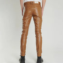 Men's Leather Pants Slim Fit Stretchy Biker's Trousers Cosplay Nightclub Party Pants Thin