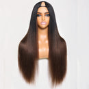 Chestnut Brown Ombre Straight Wig Human Hair Wigs No Glue Minimal Leave Out