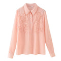 Spring/Autumn Women's Shirt Top Single Breasted Long Sleeve Office Lady Loose Thin Blouses
