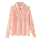 Spring/Autumn Women's Shirt Top Single Breasted Long Sleeve Office Lady Loose Thin Blouses