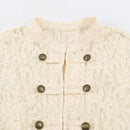 Summer Women's Elegant 2 Pcs Sets Knot Button Lace Jacket Coat Tops Lady Chic Dresses Outfit