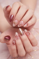 24pcs Leaf Flower Pattern Press On Nails Rose Red Nails Full Cover Spring Wearable Almond Nail