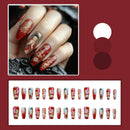 24pcs Dunhuang National Fake Nails Tips Buddha Golden Lotus Pattern Wearable Nails