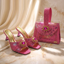 Olive Set Shoes and Handbag Set Sparkling Rhinestone Party Shoes and Bag