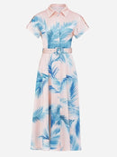 Summer Autumn Holiday Leaves Midi Dress Shirt Womendress