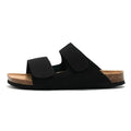 Black sandal with cork sole on a white background, Obroi