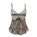 Women's Leopard Camis Ruffle Hem Flowy Tank Top Casual Summer Tops
