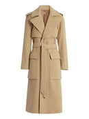 Winter Solid Autumn Trench Coat Women's Polo Collar Two Piece Design Windbreaker