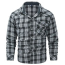 Mens Flannel Plaid Striped Button Shirt Tactical Retro Western Shirt Streetwear