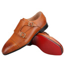 Luxurious Men's Brogues Handmade Bronze Buckles Double-Monk Shoes