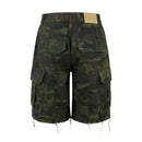 Camouflage Cargo Shorts Men Safari Style Summer Leg Raw Edge Knee-length Shorts Men