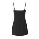 Summer Women Sleeveless Backless Hem Slits Sling Mini Dress