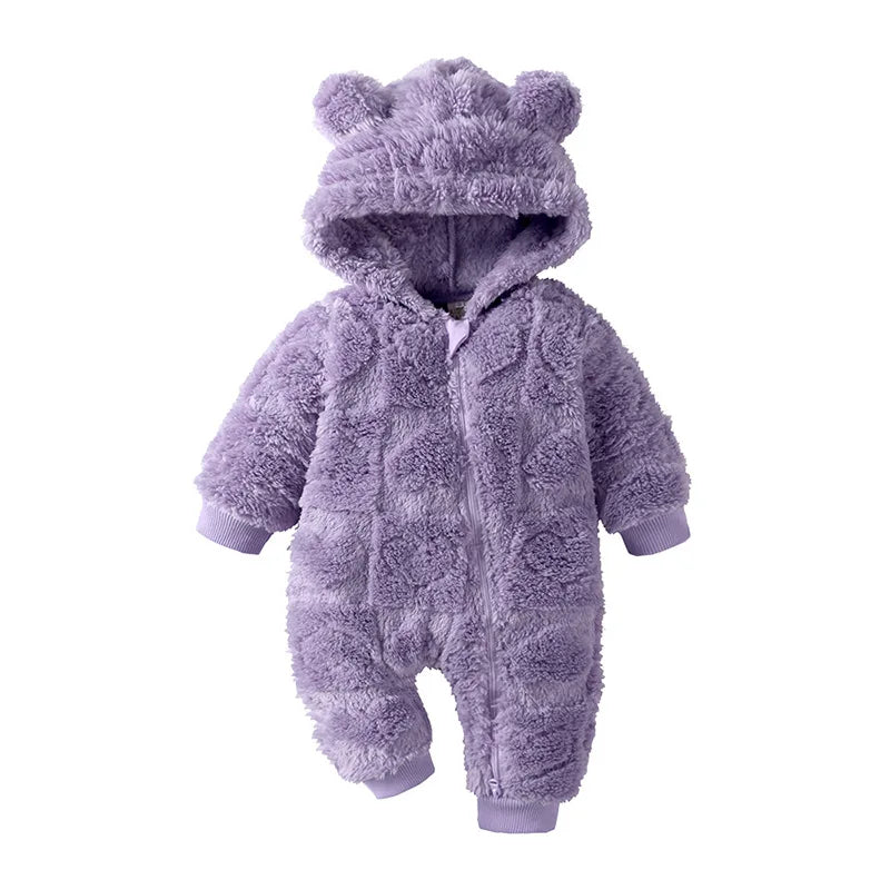 Toddler Cute Rompers Outerwear Snowsuits Winter Warm Fleece Newborn Baby Hooded Jumpsuit