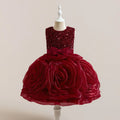 Girls Big Flower Party Dress for Kids Pink Tulle Birthday Wedding Girl Dresses