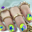 24pcs Red Blue Gradient Fake Nails Long Ballet Press On Acrylic Nails False Nails