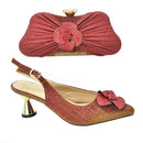 Italian Designer Shoes and Bags Matching Set Women Pumps High Heels Rhinestone Women Wedding Shoe Elegant