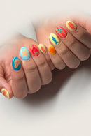 Handmade Nails Press on Short Hand Painted Lobster Fish Fruit Nail Art Homemade Strawberry Blueberry Stripe Press on Nails