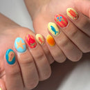 Handmade Nails Press on Short Hand Painted Lobster Fish Fruit Nail Art Homemade Strawberry Blueberry Stripe Press on Nails